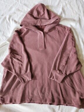 Athleta Coaster Luxe Waffle Hoodie Womens 3X Pink Waffle Knit Pullover Plus Size
